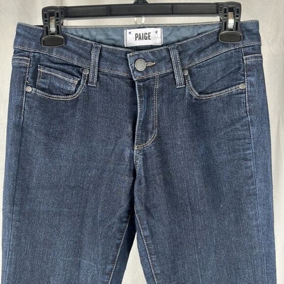 Paige Manhattan Elyse Slim Bootcut Mid Rise Jeans in Dark Wash. - Picture 5 of 10